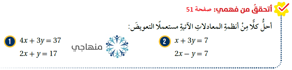 حل نظام معادلتين خطيتين بالتعويض حل نظام معادلتين خطيتين بالتعويض